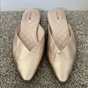Birdies Metallic Gold Mules Size 8